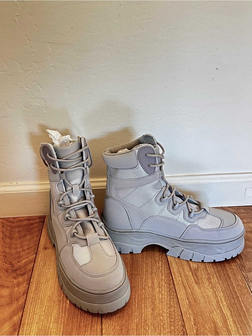 ASOS Light Grey Tactical Boots - Picture 2 of 6